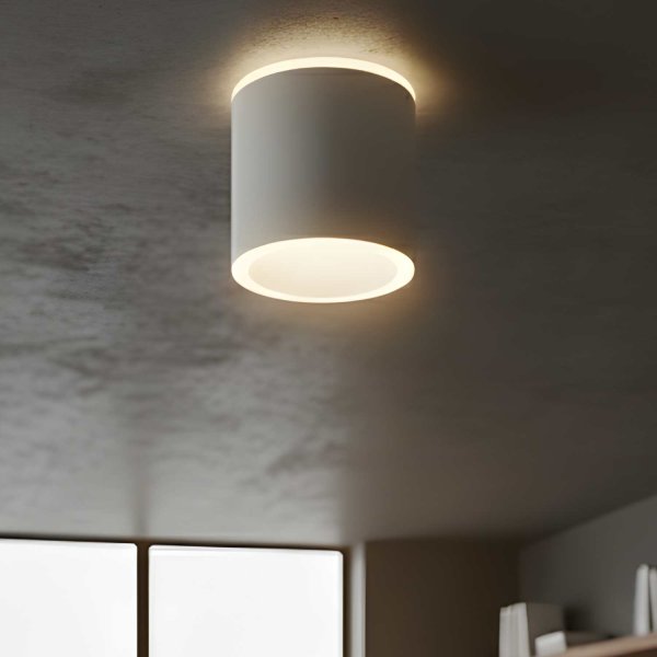 Spot LED de surface cylindrique Ø12 cm blanc Trent, taille moyenne pour plafond